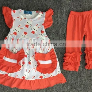 Wholesale Children's Boutique Clothing Spring And Summer Grils Clothing Baby Clothes Easter Outfit With Icing Pants Set thumbnail-1