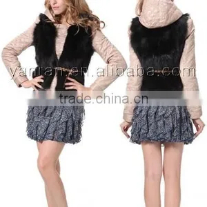 YRFUR YR030B Basic Style Good Quality Women Genuine Fox Belly Fur Vest thumbnail-1