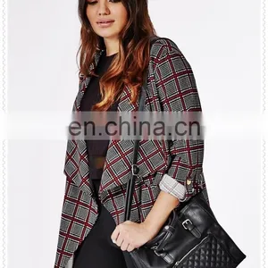 High Quality Plus Size Women Checked Waterful Travel Jacket in New Model thumbnail-4