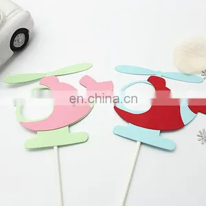 Hot Sale Airplane Cake Topper Helicopter Paper Cake Topper thumbnail-2