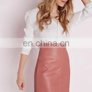 Pink Sexy Mature Woman Leather Mini Skirt thumbnail-5