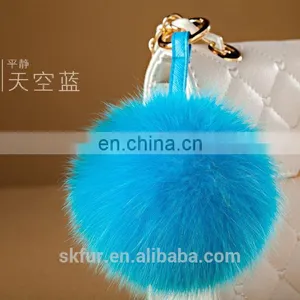 Factory Wholesale High Quality Fox Fur Pom Pom Keychain/fox Fur Pompon Keychain thumbnail-6