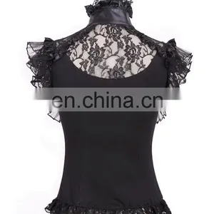 Gothic Sleeveless Lace Top With High Collar thumbnail-2