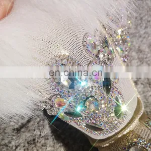 Aidocrystal Handmade Winter Style Rhinestone Decor Warm Snow Boots for Little Girls thumbnail-4