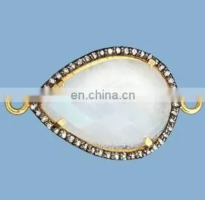 Rainbow Moonstone CZ Set Gemstone Connector thumbnail-1