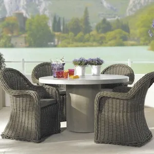 Steel Rattan Table Chairs Wicker Furniture Outside Washable thumbnail-1