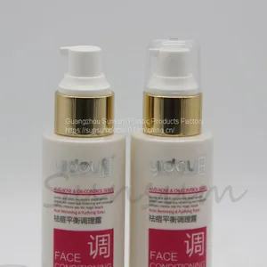 Screen Printing Handling 100ml Plastic Cosmetic Lotion Bottle With Golden Pump thumbnail-5
