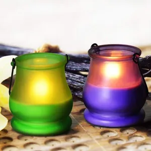 Hanging Glass Hurricane Wax Holder Candle Jar Lantern Candle Holder Glass Container for Wax thumbnail-2