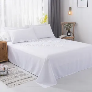 100% Polyester White Bed Sheet for Hotel and Dormitory thumbnail-1
