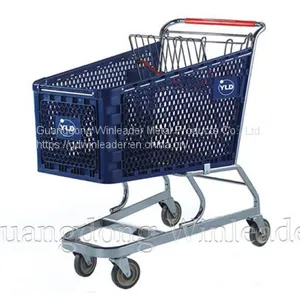 YLD-PT180-2SB Plastic Shopping Cart Plastic Grocery Shopping Trolley Plastic Supermarket Shopping Cart thumbnail-1