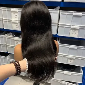 KHH Glueless Long Pretty Pre Plucked Cheap Swiss Virgin Hair Woman Body Wave Brazilian Human Lace Front Hair Wig thumbnail-1