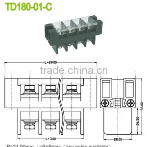 ThroughTerminal Block Connector With Pitch 21.0mm 600V 180A Perforation Connector thumbnail-2
