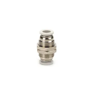 SMC Type PM Series Straight Pneumatic Push in 1/4 Bulkhead Union Brass Air Fittings thumbnail-1