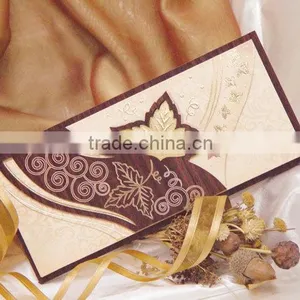 Newest 2016 Blank Inserts Printable Rectangle Leaf Wooden Designed Wedding Cards thumbnail-3