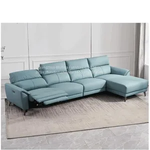 New First Layer Cowhide Functional L-Shaped Chaise Longue Sofa Modern Minimalist Doll Cotton Skin-Friendly Leather Sofa Combination thumbnail-1