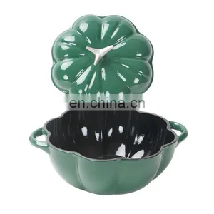 Cast Iron Blue Enamel 24cm Kitchenware Pumpkin Shaped Pot Soup Pot thumbnail-1
