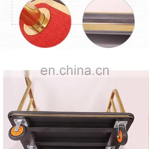 High Quality Titanium Gold Plated Hotel Luggage Cart Bellman Cart Trolley Service thumbnail-5