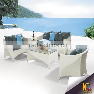 Luxury Outdoor Furniture Garden Cheap Rattan Leisure Sofa Set With Red Cushion thumbnail-4