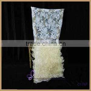 C126A Lace Universal Wedding Ruffled Cheap Chair Covers thumbnail-4