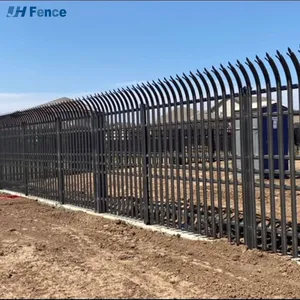 High Quality Outdoor Steel Picket Fence Panel Curved Top Steel Fence thumbnail-3