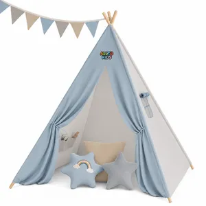Indoor Teepee Tent for Kids With Stars Led Lights - Pop-Up Playhouse for Boys and Girls thumbnail-2
