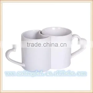 Ceramic Sun and Moon White Couple Ceramic Sun and Moon Mug Sublimation Mug Heart Handle Sun & Moon11OZ Sublimation Mug thumbnail-1