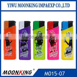 Five Solid Colors Plastic Lighter Gas Windproof Lighter Electric Lighter for Cigarette With Printing thumbnail-1