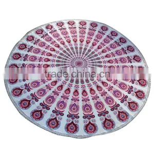 Round Mandala Tapestries Wall Hanging Ethnic Wall Art Cotton Round Table Cloth thumbnail-1