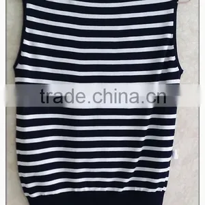 Vintage Stripe Handmade Knitting Wear Crew Neck OL Vest thumbnail-2
