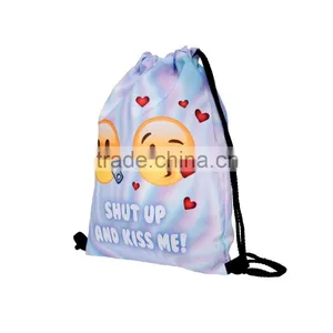Eco Friendly 3D Printed Emoji Shut Up and Kiss Cute String Draw Bag thumbnail-2