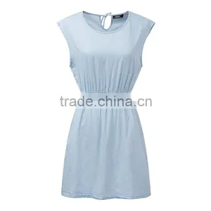 2015 Fashion Hot Girl Casual Loose Sleeveless Denim Round Neck Sexy Mini Summer Dress Quality Choice thumbnail-5