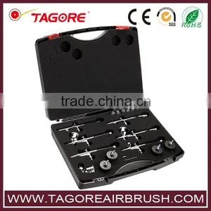 Tagore TG120K Dual Action Gravity Feed Body Paint Temporary Tattoo Master Airbrush Kit With 6 Airbrushes thumbnail-1
