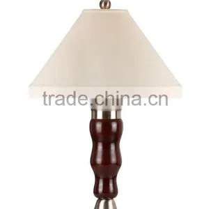 Modern Dark Wood 32.5"H Table Lamp With Bell Shade thumbnail-1