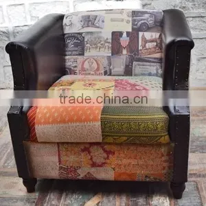 Vintage Industrial Furniture Jodhpur , PATCH WORK BANDHINI GUDRI SINGLE SEATER SOFA thumbnail-1