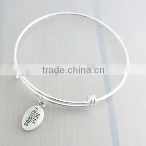Factory OEM Silver Best Friend Charm Bangle Adjustable Wire thumbnail-2