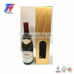 Customized Luxury Glod Recycle Corrugated/cardboard Paper Wine Box With String thumbnail-1