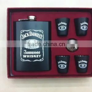 Hip Flask and Cup and Funnel With Color Printed Logo and Coating in Gift Paper Box thumbnail-1