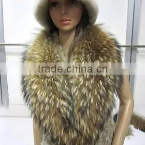 Winter Warm Hot Sale Big Raccoon Fur Collar Customized Plump Raccoon Fur Shawl Collar thumbnail-4