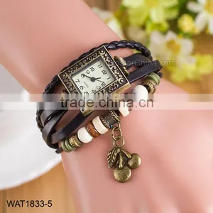 Promotional Vintage Fashion Leather Ladies Bracelet Wrist Watches thumbnail-4