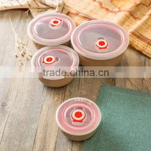 Organic Eco-friendly Cheap Kitchen Rice Husk Fiber 4pcs Round Bowl thumbnail-3