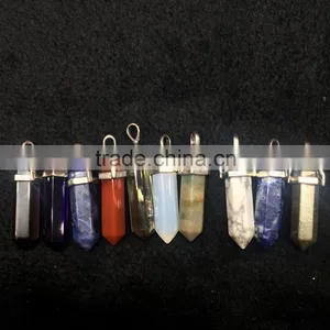 Natural Crystal Stone Point Small Pillar Pendant For Necklace thumbnail-1