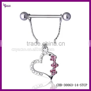 Surgical Steel Gold Body Jewelry 14g Nipple Chain Piercing thumbnail-1