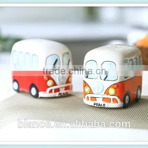 Camper Van VW Ceramic Salt and Pepper Shaker Set in Bus Design thumbnail-1