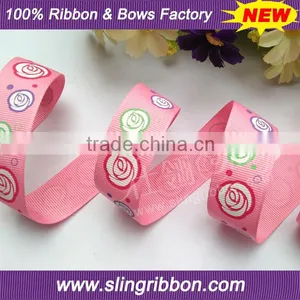 2016 Hot Sale Rose Pattern Printed Grosgrain Ribbon thumbnail-1