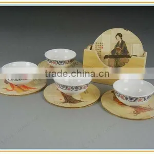 Classical Chinese Bamboo Cup Mat, Round Bamboo Table Mat. thumbnail-1