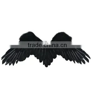 Children's Unisex Black Spread Feather Angel Wings thumbnail-1