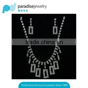 Silver Plated Wedding Jewelry Set 2016 New Women Bridal Jewelry Set Hot Wholesale Rhinestone Necklace Earring Set thumbnail-4