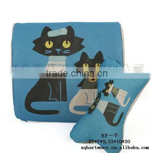 Nature Linen Material Custom Printed Memory Foam Car Lumbar Seat Cushion & Car Neck Pillow thumbnail-2