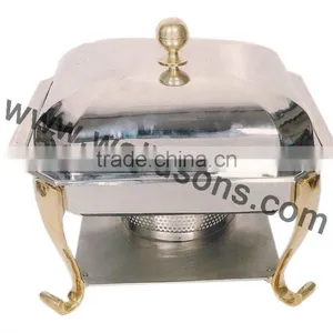 New Rounded Base Brass Plated Chafing Dish for Hotel Used | Stainless Steel Made Chafing Dish | Home Used Chafing Dish thumbnail-2