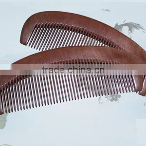 Anti-static Health Care Half Moon Hair Silky Peach Wooden Wide Teeth Comb thumbnail-1